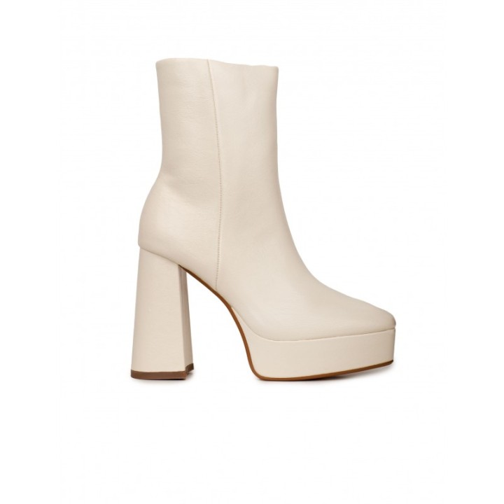 Botines Tacon Plataforma Beige