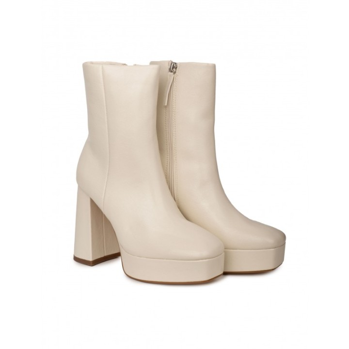 Botines Tacon Plataforma Beige