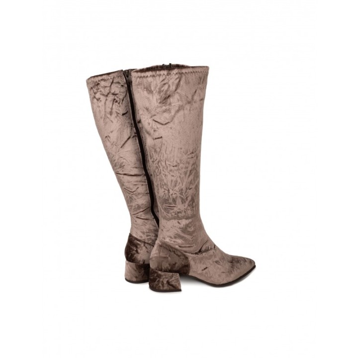 Botas Altas Terciopelo Taupe PERA LIMONERA