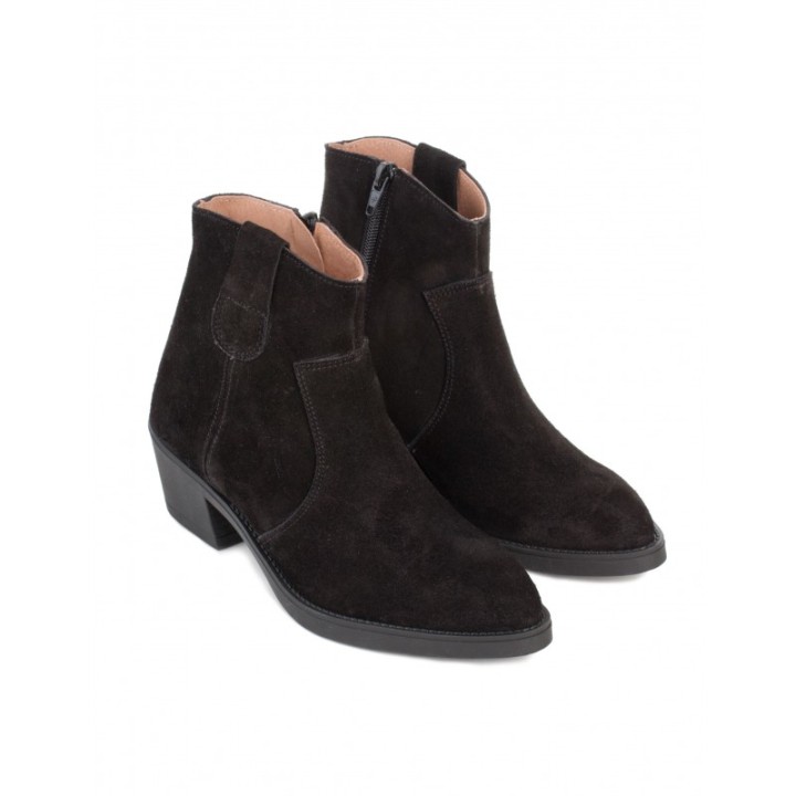 Botines Camperos Negros Serraje PERA LIMONERA