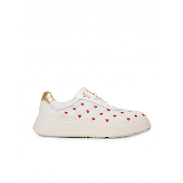 Zapatillas Piel Corazones Blancas PERA LIMONERA
