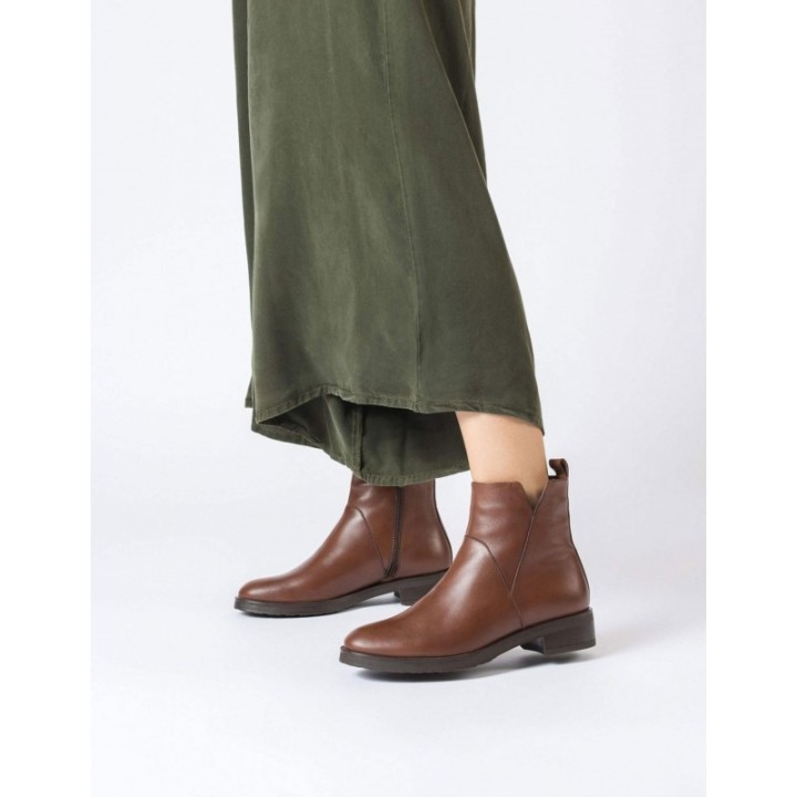 WONDERS Botines Piel Planos Marrones