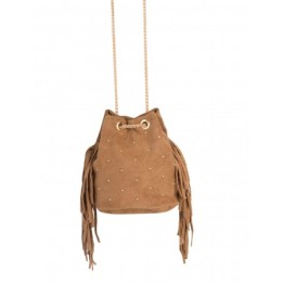 Bolso Bombonera Flecos Cuero