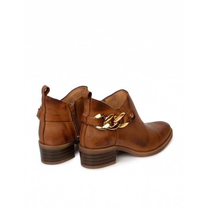Botines Tobilleros Cuero Cadena Dorada PERA LIMONERA