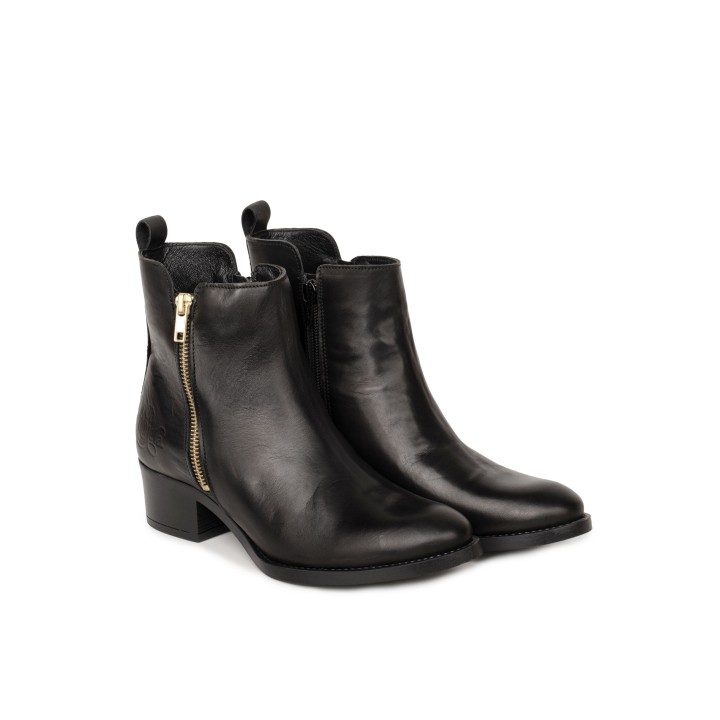 Botines Piel Cremallera Negros PERA LIMONERA