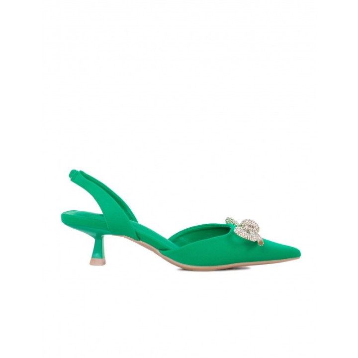 XTI Zapatos Destalonados Lazo Strass Verdes