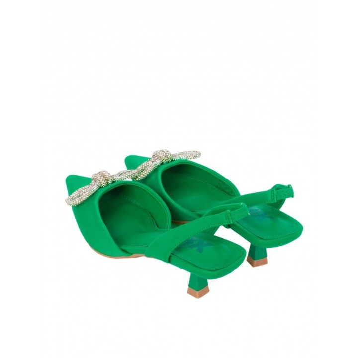 XTI Zapatos Destalonados Lazo Strass Verdes
