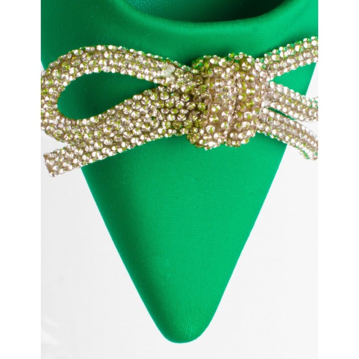 XTI Zapatos Destalonados Lazo Strass Verdes