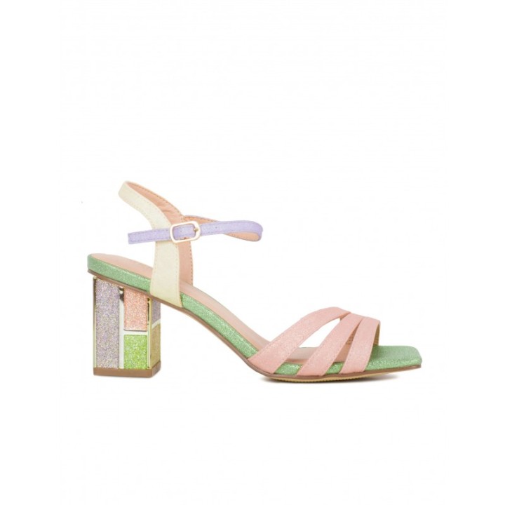 MENBUR Sandalias Tacon Cuadrado Multicolor