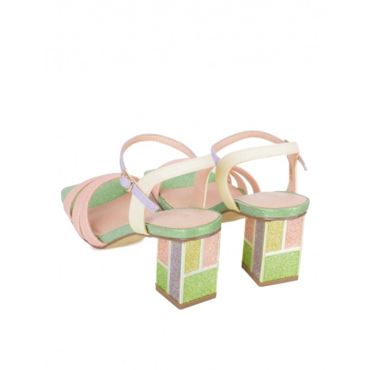 MENBUR Sandalias Tacon Cuadrado Multicolor