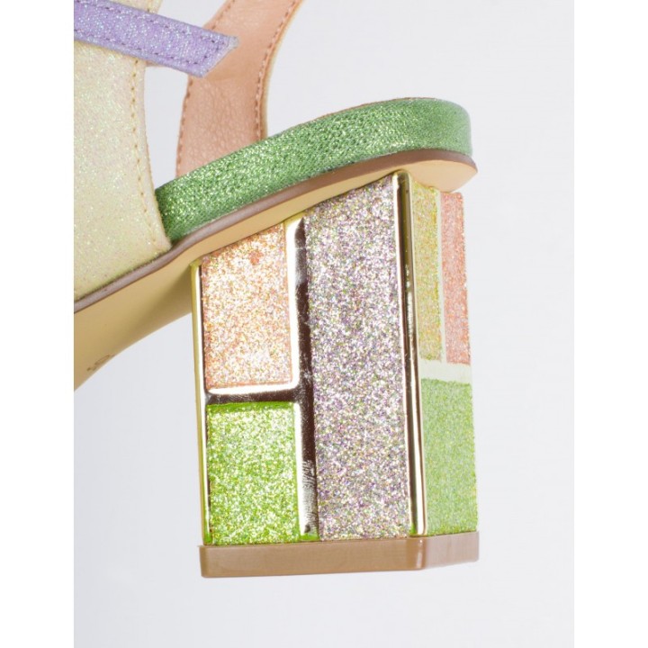 MENBUR Sandalias Tacon Cuadrado Multicolor