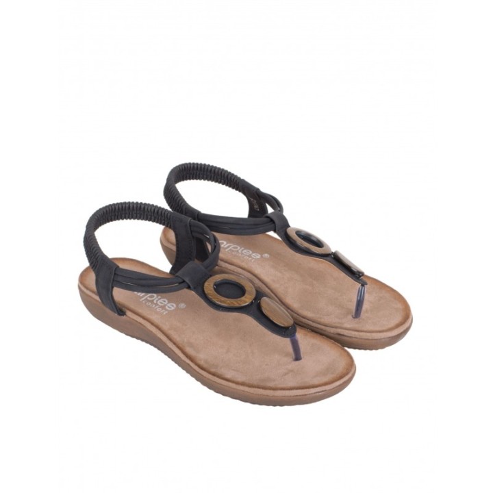 Sandalias Dedo Abalorios Madera Cuero