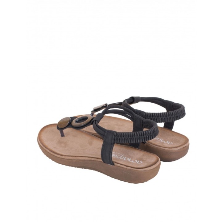 Sandalias Dedo Abalorios Madera Cuero