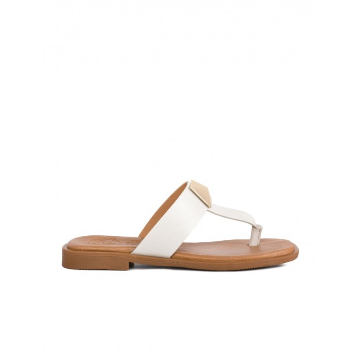 Sandalias Piel Dedo Tachuelas Crudo PERA LIMONERA
