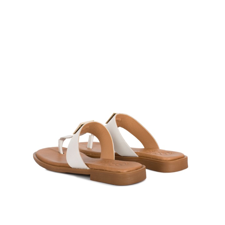 Sandalias Piel Dedo Tachuelas Crudo PERA LIMONERA