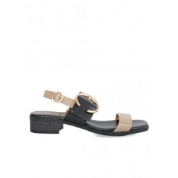 Sandalias Tacon Bajo Piel Bicolor PERA LIMONERA