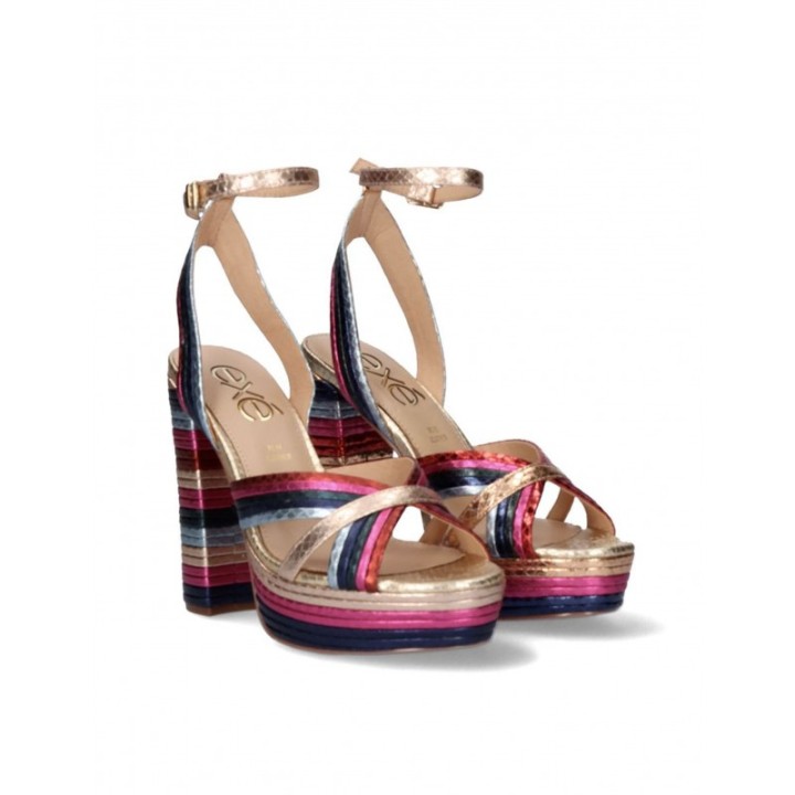 EXe Sandalias Fiesta Tacon Plataforma Multicolor