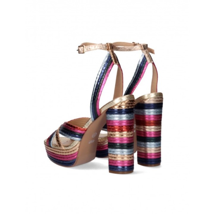 EXe Sandalias Fiesta Tacon Plataforma Multicolor