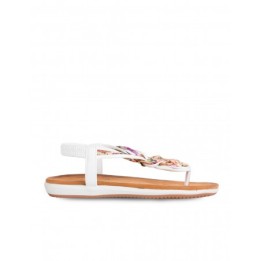 EXe Sandalias Planas Abalorios Blancas