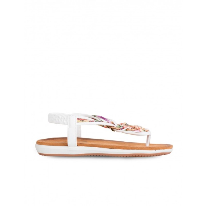 EXe Sandalias Planas Abalorios Blancas