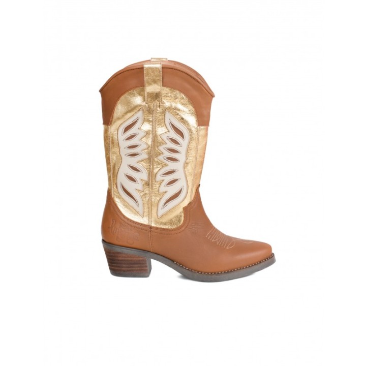 Botas Camperas Costuras Combinadas Metalizadas