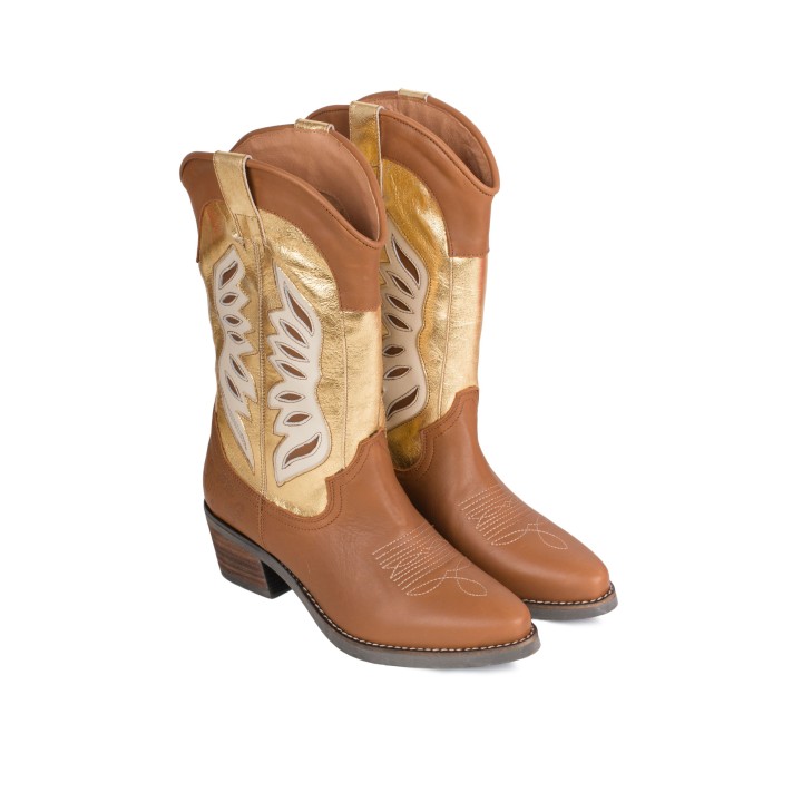 Botas Camperas Costuras Combinadas Metalizadas