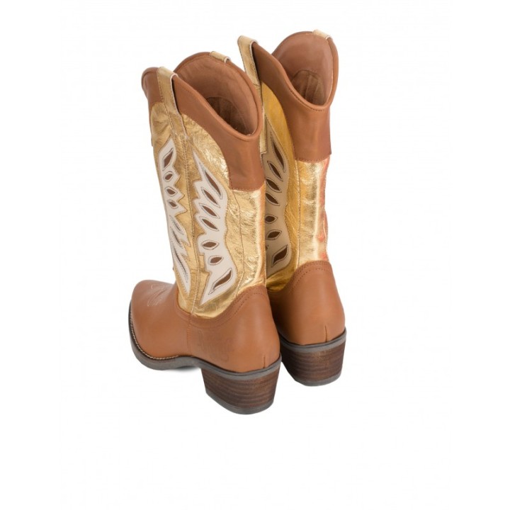 Botas Camperas Costuras Combinadas Metalizadas