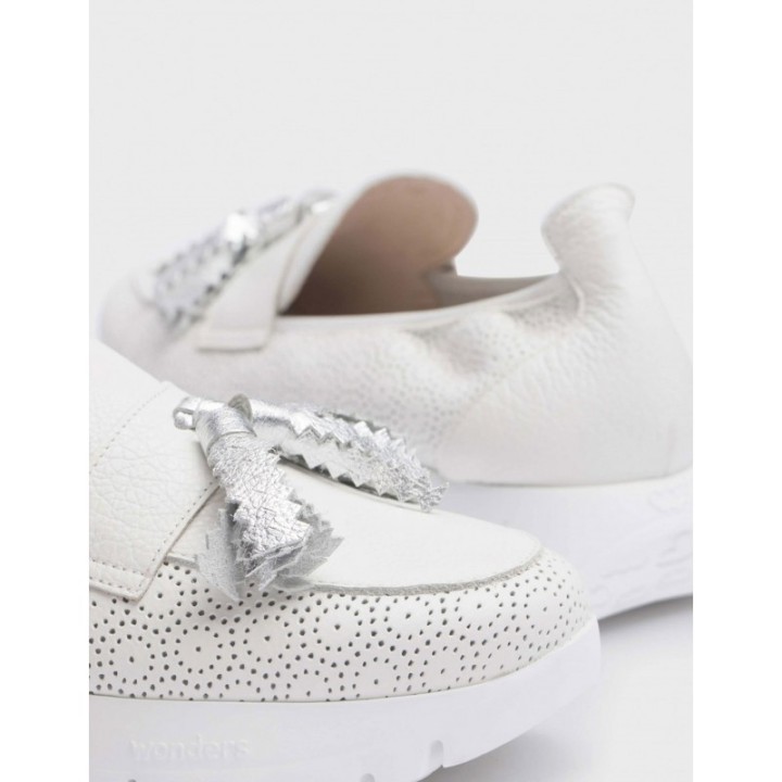 WONDERS Mocasines Borlas Piel Blancos