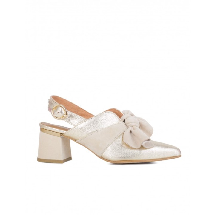 SALONISSIMOS Zapatos Destalonados Lazo Beige