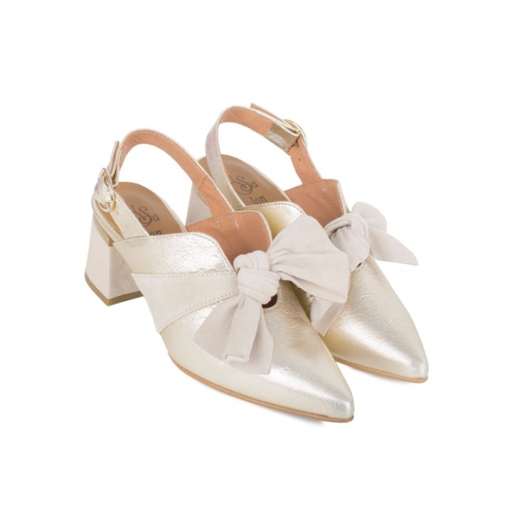SALONISSIMOS Zapatos Destalonados Lazo Beige