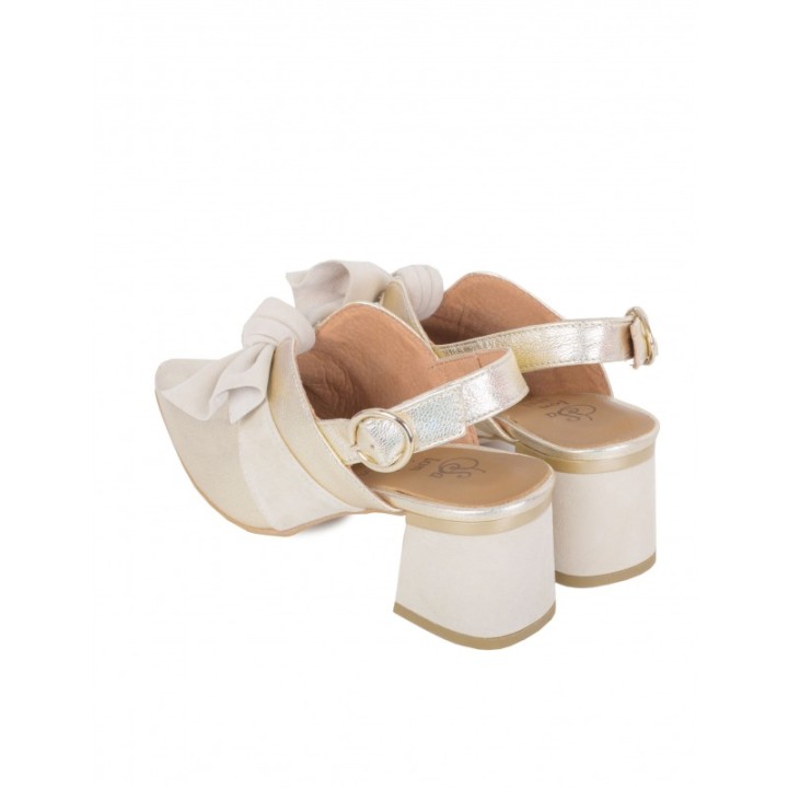 SALONISSIMOS Zapatos Destalonados Lazo Beige