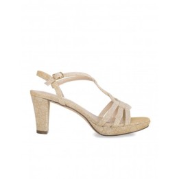 Sandalias Fiesta Tejido Brillo Doradas