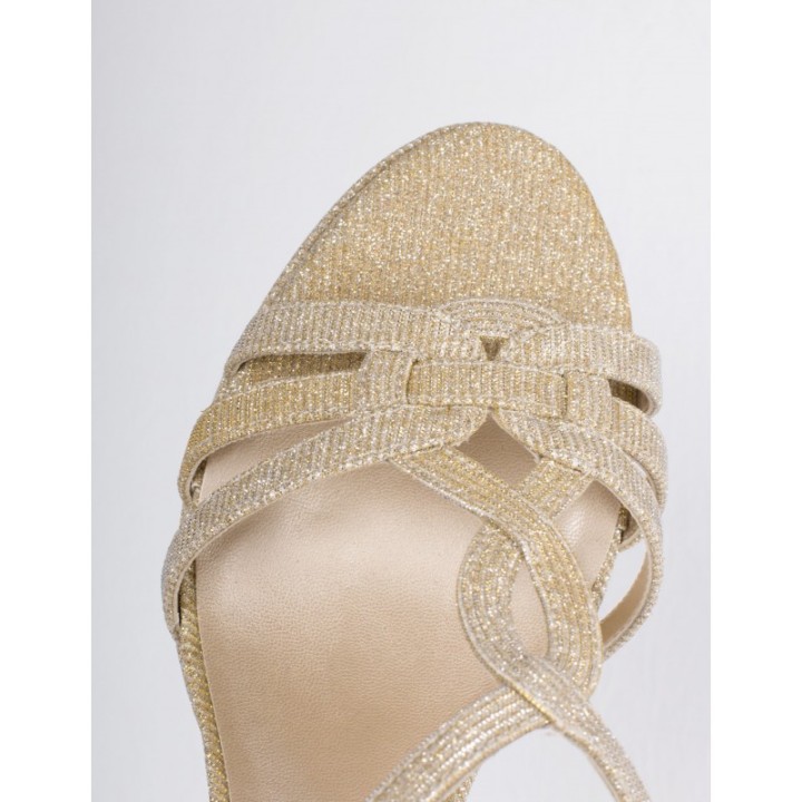 Sandalias Fiesta Tejido Brillo Doradas