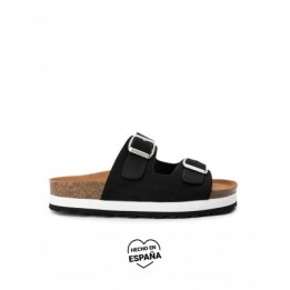 AUTENTI Sandalias Bio Plataforma Hebillas Negro