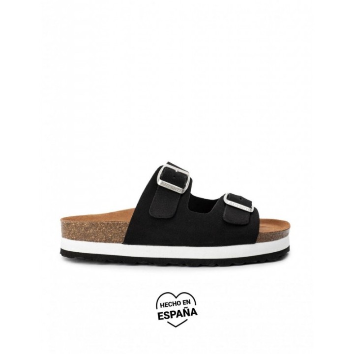 AUTENTI Sandalias Bio Plataforma Hebillas Negro