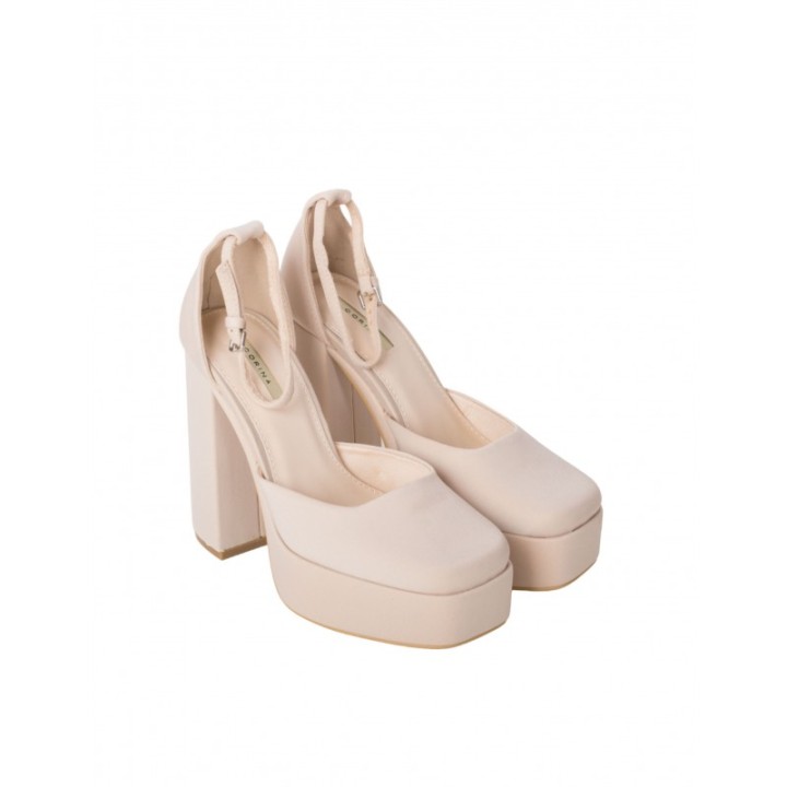 Zapatos Tacon Plataforma Beige