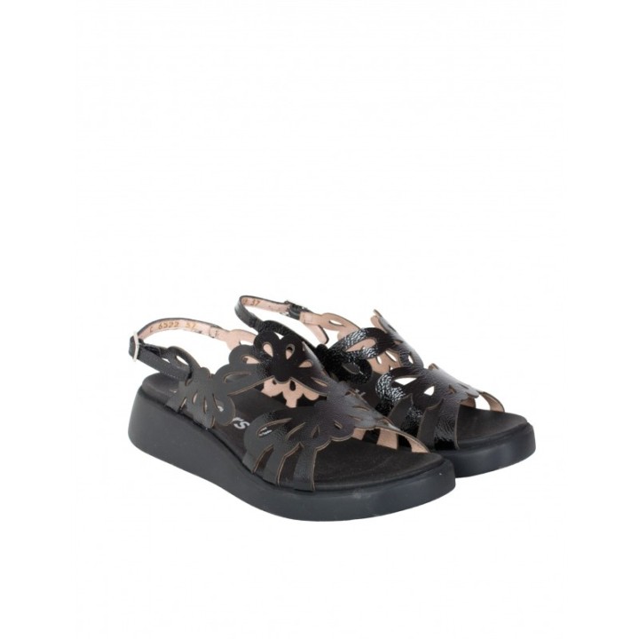 WONDERS Sandalias Tiras Calados Negras