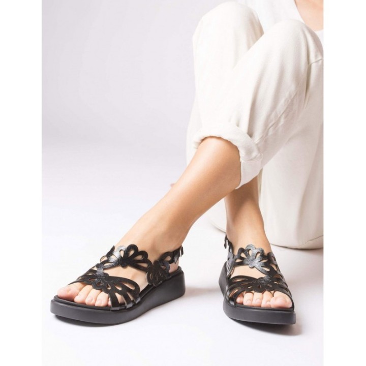WONDERS Sandalias Tiras Calados Negras
