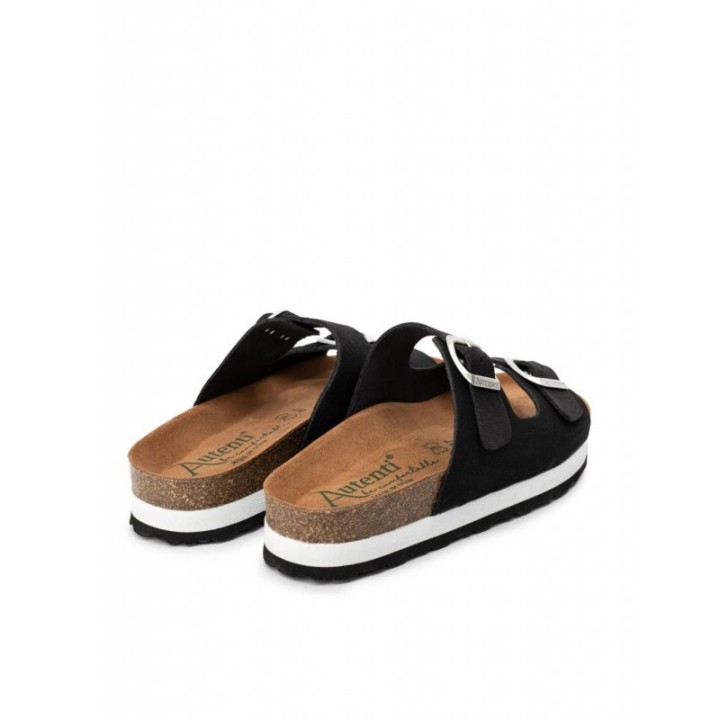 AUTENTI Sandalias Bio Plataforma Hebillas Negro
