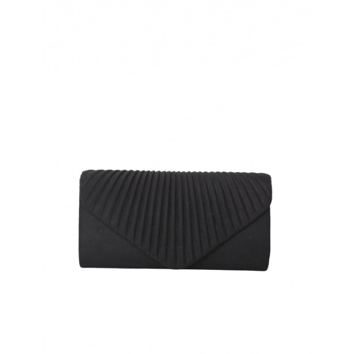 Bolso Fiesta Solapa Fruncida Negro