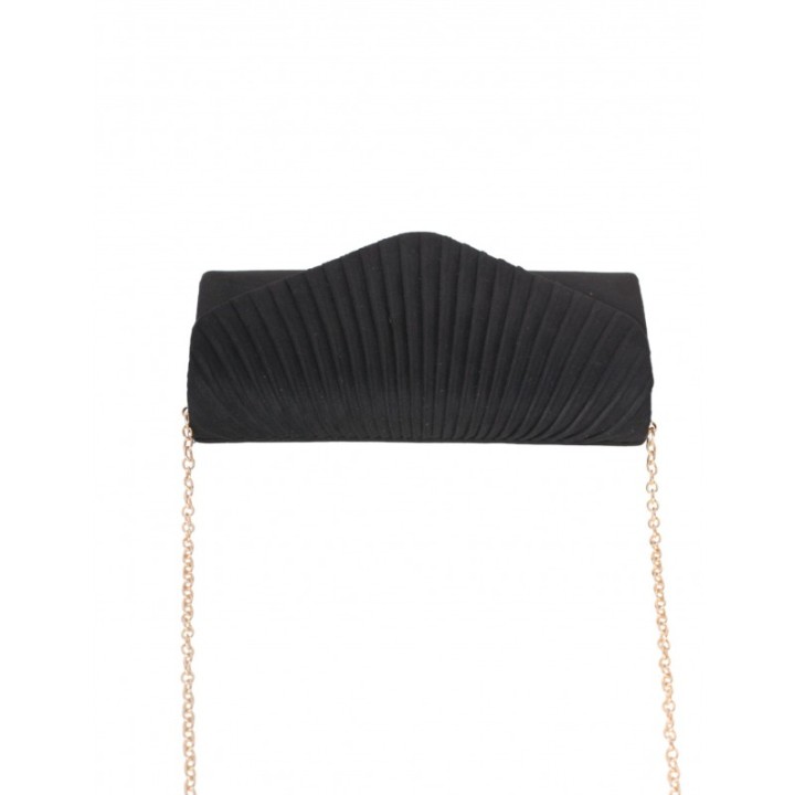 Bolso Fiesta Solapa Fruncida Negro