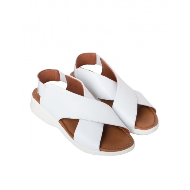 Sandalias Piel Tiras Cruzadas Blancas PERA LIMONERA