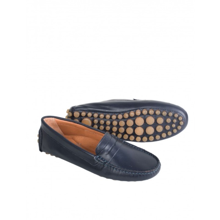 Mocasines Piel Azul Mujer Tacos Goma PERA LIMONERA