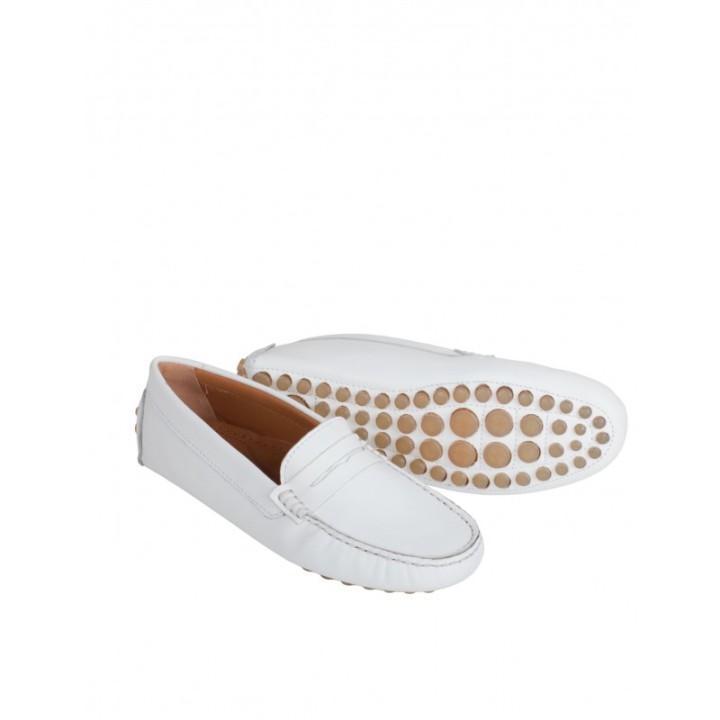 Mocasines Piel Blancos Mujer Tacos Goma PERA LIMONERA