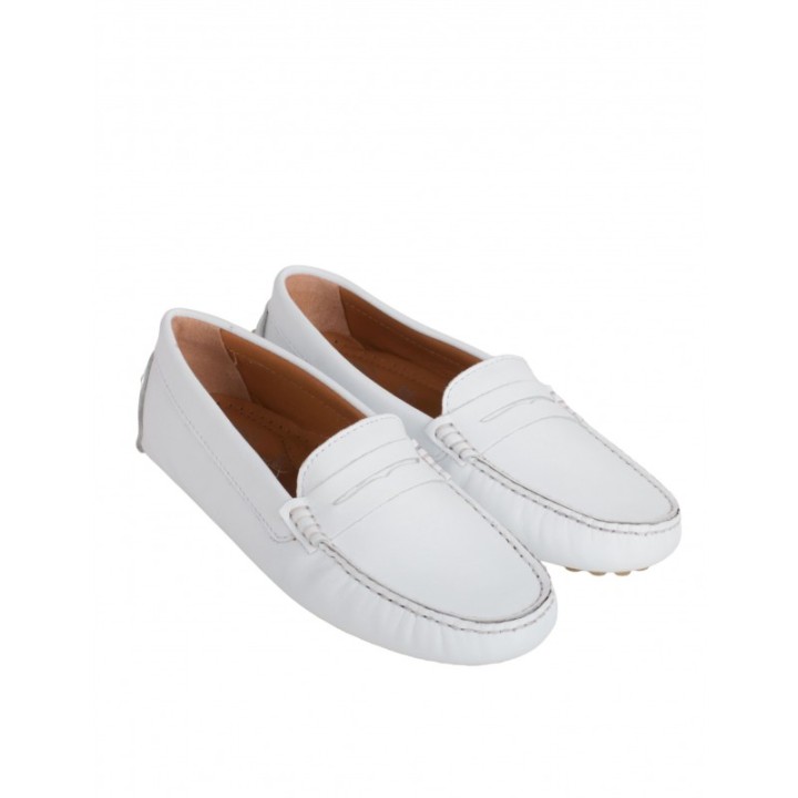 Mocasines Piel Blancos Mujer Tacos Goma PERA LIMONERA