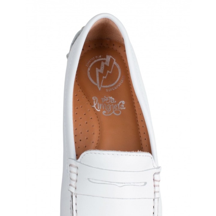 Mocasines Piel Blancos Mujer Tacos Goma PERA LIMONERA