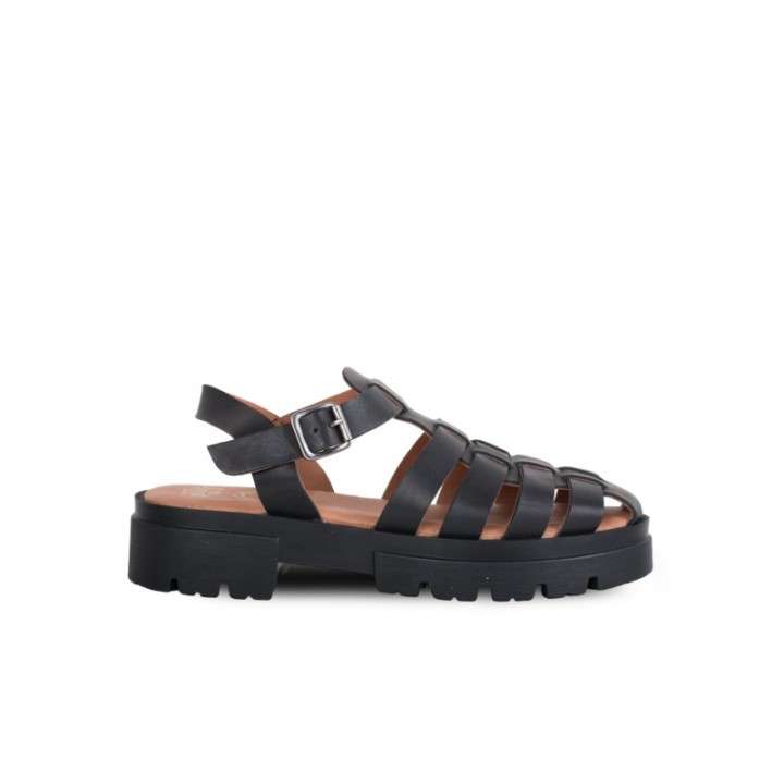 Sandalias Cangrejeras Suela Dentada Negras