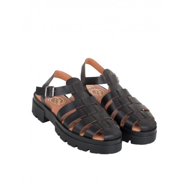Sandalias Cangrejeras Suela Dentada Negras