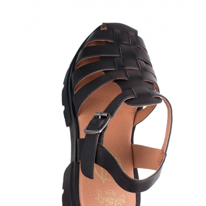 Sandalias Cangrejeras Suela Dentada Negras