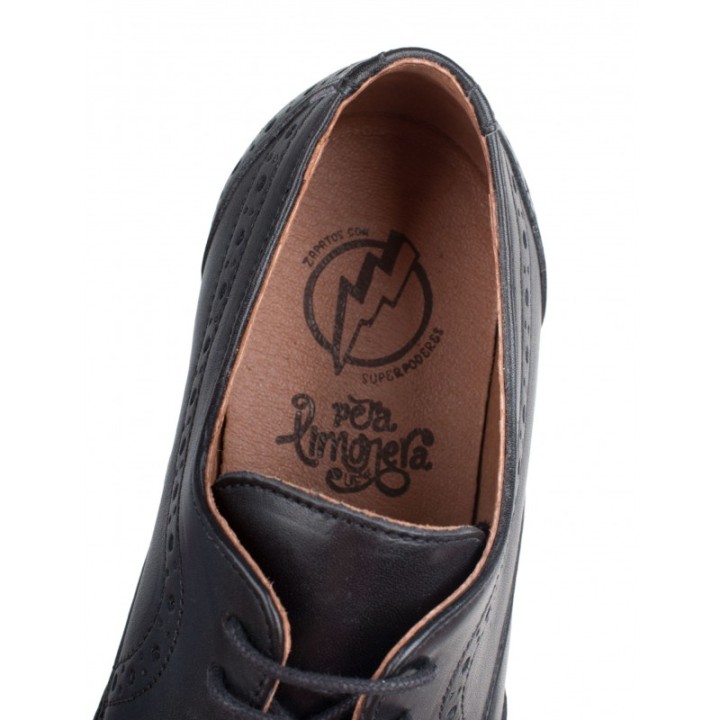 Blucher Vestir Piel Picados Negro PERA LIMONERA